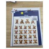 USPS TEDDY BEARS POSTAGE STAMP SHEET & POSTAL