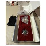 SWAROVSKI CRYSTAL DAISY FLOWER FIGURINES, PAIR,