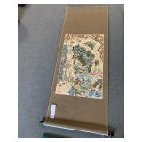 CHINESE WATERCOLOR SCROLL W/ RED SEALS.
