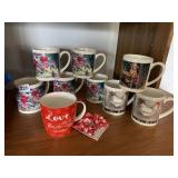 ASSORTED CERAMIC COFFEE MUGS - FLORAL, DOG,