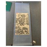 ART CHINESE INK MOUNTAIN LANDSCAPE SCROLL W/ RED