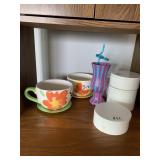 CERAMIC TABLEWARE ASSORTMENT - PAINTED FLORAL CUP