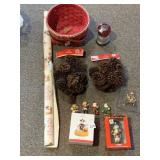 CHRISTMAS HOLIDAY LOT - RED WICKER BASKET,