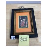 ART FRAMED ASIAN COURT SCENE PRINT W/ ORANGE MAT.