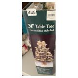 24' TABLE TREE W/ GOLDEN DECORATIONS.