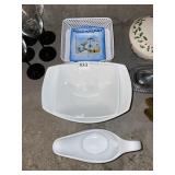 WHITE CERAMIC SERVING DISHES - OVAL PLATTERS,