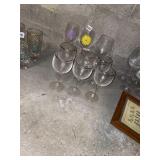 6 MATCHING SILVER RIMMED WINE GLASSES