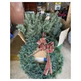 PRE-LIT WREATH, ARTIFICIAL TREE SECTIONS.