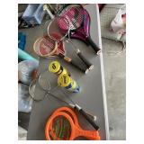 WILSON SPALDING RACQUETS, PENN TENNIS BALLS.