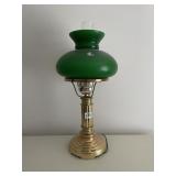 BRASS BANKER'S LAMP - GREEN GLASS SHADE.