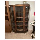 OAK CURVED GLASS DISPLAY CABINET - TWO GLASS