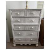 WHITE WICKER CHEST OF DRAWERS - SIX-DRAWER