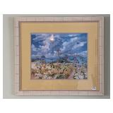 FRAMED COASTAL SEASCAPE PRINT W/ FLORAL
