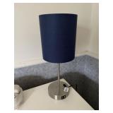 TABLE LAMP - NAVY BLUE CYLINDER SHADE, METAL BASE