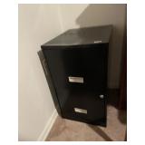 BLACK METAL FILING CABINET, 2-DRAWER.
