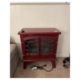 DURAFLAME ELECTRIC HEATER- RED, GLASS DOORS,