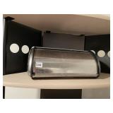 STAINLESS STEEL BREAD BOX, METAL ROLL-TOP