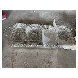 GLASS DISHES W/ METAL CADDY.
