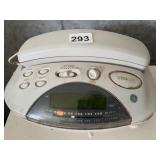 GE CLOCK RADIO LAND LINE PHONE, CREAM PLASTIC,