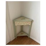 PAINTED CORNER CABINET - SAGE GREEN W/ FLORAL