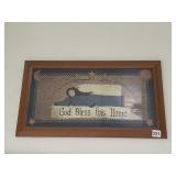 'GOD BLESS THIS HOME,' FOLK ART FIGURE W/ ANGEL,