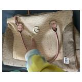 OSTRICH EMBOSSED SHOULDER BAG WITH STAIN,