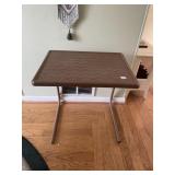 BROWN PLASTIC FOLDING TABLE - CHEVRON PATTERN