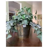 BRASS PLANTER WITH ARTIFICIAL IVY