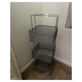 METAL MESH TIERED STORAGE ORGANIZER CART.