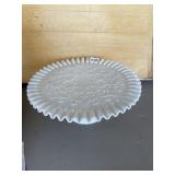 MILK GLASS SPANISH LACE CAKE PLATE