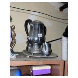 SILVER-TONE BEVERAGE SERVICE - COFFEE/TEA POT,