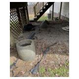 CONCRETE PLANTER, CONCRETE VESSEL W/ CRACK.