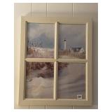 FOUR-PANE WINDOW-STYLE PRINT FRAME - CREAM WOOD,