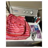 RED/PINK STRIPED LUGGAGE ORGANIZER SET, BLACK