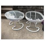 PR WHITE METAL GLASS TOP TABLES.