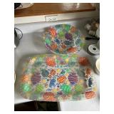TROPICAL FISH PLASTIC SERVING TRAYS