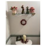 DECORATIVE ANGEL FIGURINES, WREATH, HOUSE, CANDLE