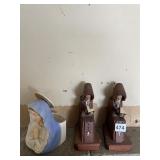 HEAD VASE AND WOOD STATUES