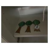 SET OF 3 STAINED GLASS LEAF ORNAMENTS,