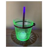 DEPRESSION GLASS ICE BUCKET - GREEN URANIUM