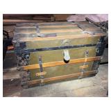 VINTAGE STEAMER TRUNK - CANVAS COVERED, WOODEN