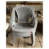 RUBBERMAID STACKABLE PLASTIC CHAIRS, GRAY, QTY 4.