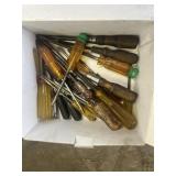 ASSORTED HAND TOOLS - CHISELS, SCREWDRIVERS, AND