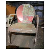 VINTAGE METAL CHAIR - RED RUST SPOTS, INDUSTRIAL