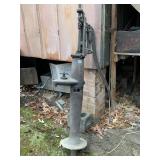 VINTAGE CAST IRON PUMP - POST-MOUNTED, HAND
