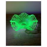 VASELINE GLASS BOWL - URANIUM, SCALLOPED RIM,