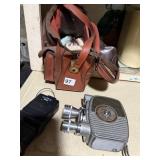 VINTAGE CAMERA & LEATHER CAMERA BAG - KEYSTONE