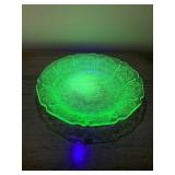 VASELINE GLASS BOWL - FLORAL RELIEF, SCALLOPED