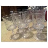 GROUP OF 6 ETCHED GLASSES