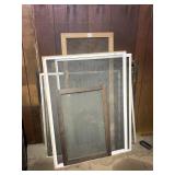 ASSORTED WINDOW SCREENS AND FRAMES - VARIOUS